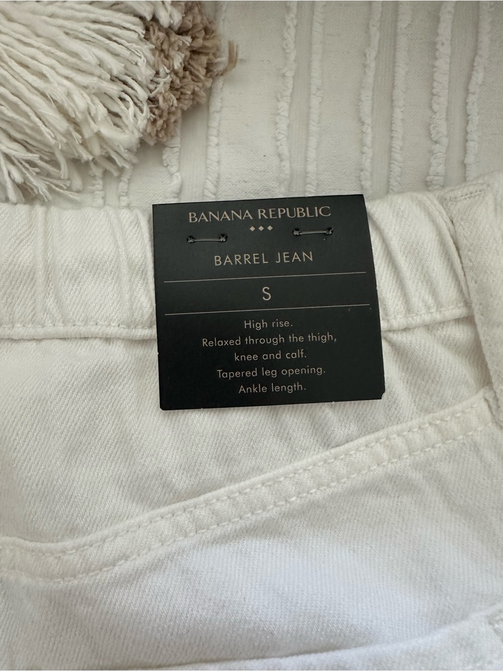 Banana Republic White High-Rise Barrel Jean - Women's